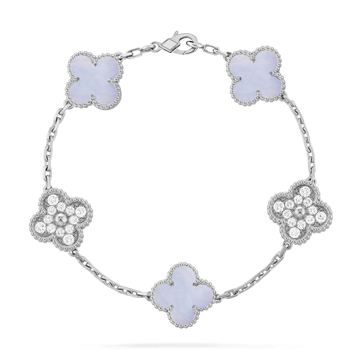 [Veyra Jewelry]New  CLOVER 5 MOTIF PURPLE CHALCEDONY BRACELET COLLECTION