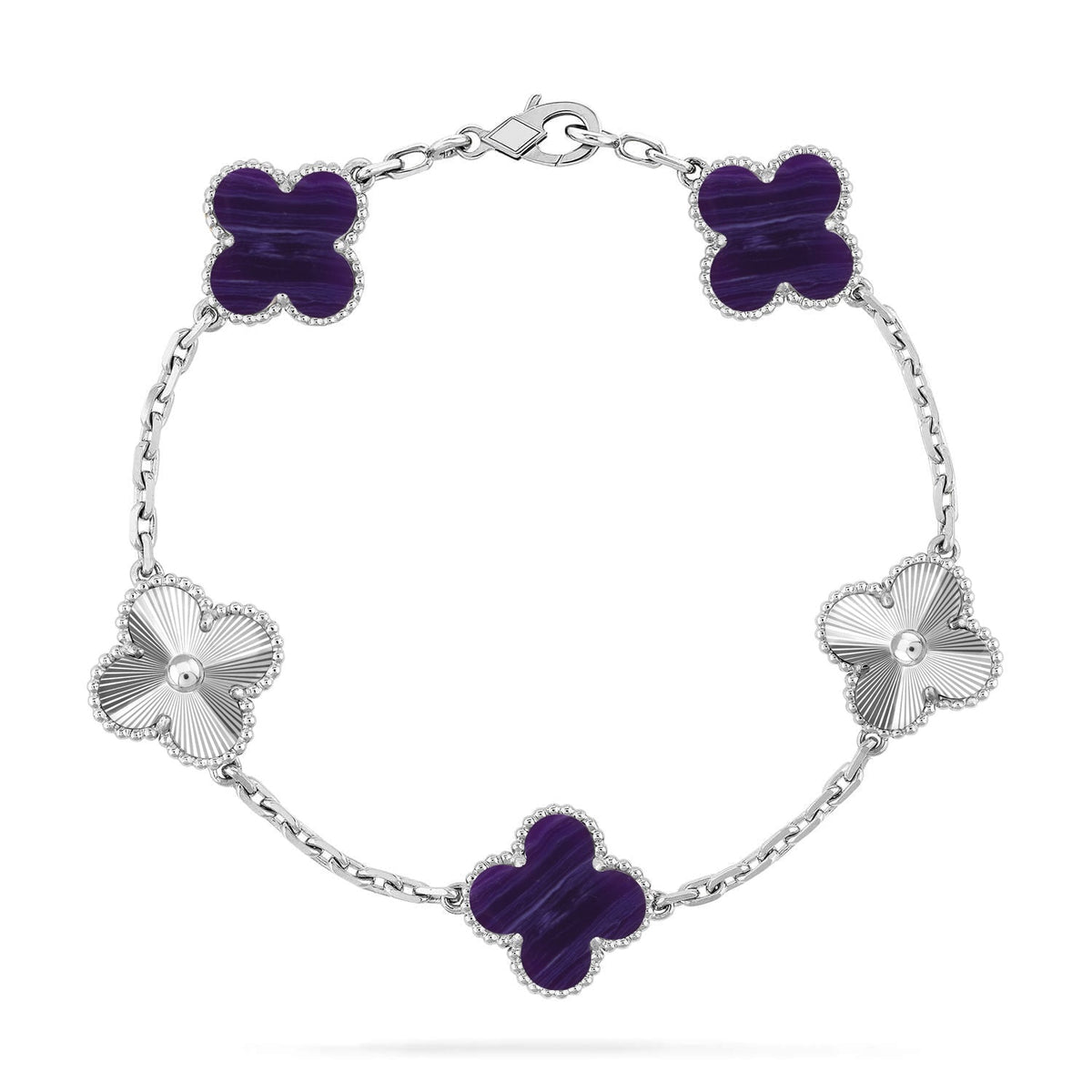[Veyra Jewelry]New CLOVER 5 MOTIF PURPLE STRIPES BRACELET COLLECTION
