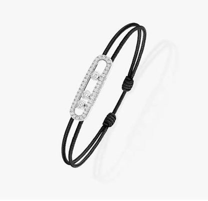 [Veyra Jewelry]Care(Medium-3.5mm) pink cord pavé bracelet