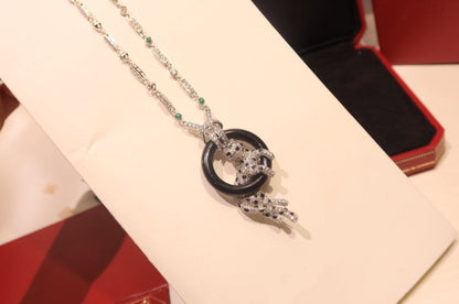 ¡®Veyra Jewelry¡¯Pave Panther Circle Pendant Necklace