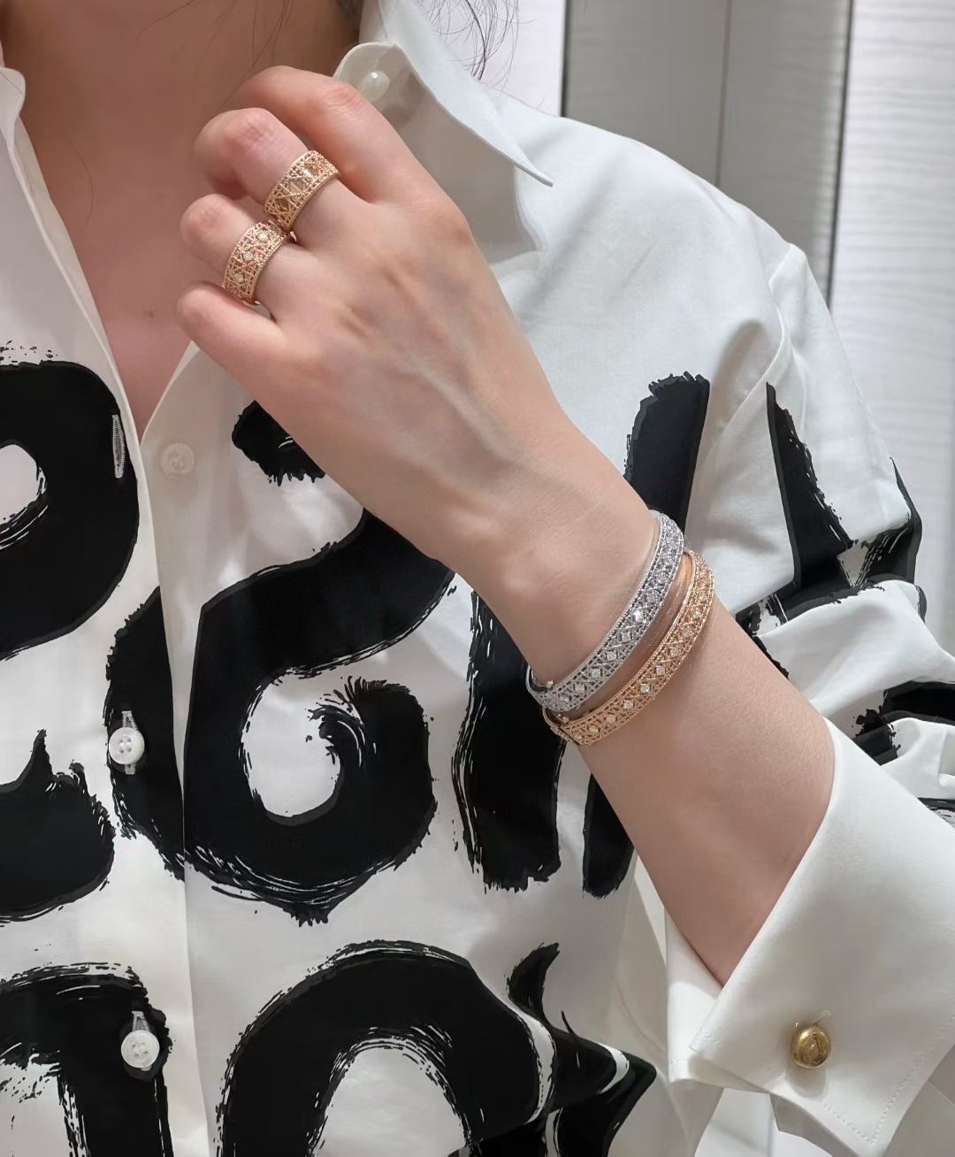 [Veyra Jewelry] 2026 WOVEN-PATTERN BRACELET SET WITH FULL DIAMOND INLAY THREE-COLORS