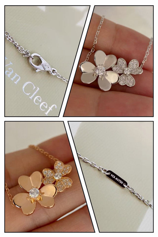 [Veyra Jewelry] Two Flowers & Clover Choker