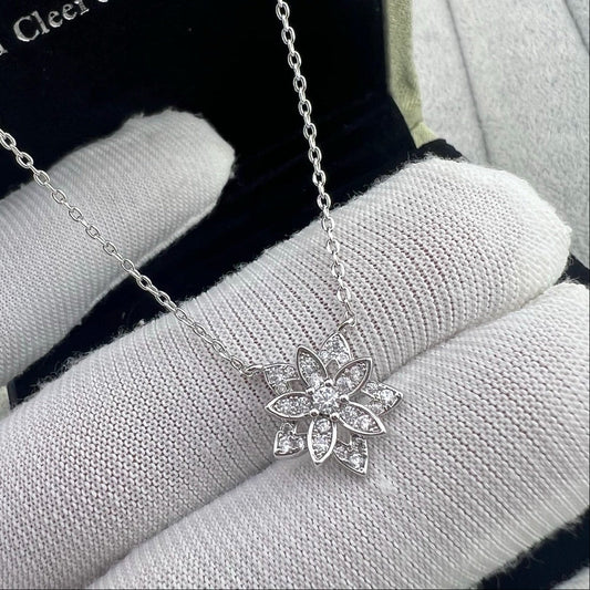 [Veyra Jewelry] Full Diamond Hollow Lotus Necklace Set