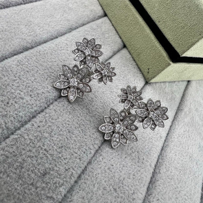 [Veyra Jewelry] Full Diamond Hollow Lotus Necklace Set