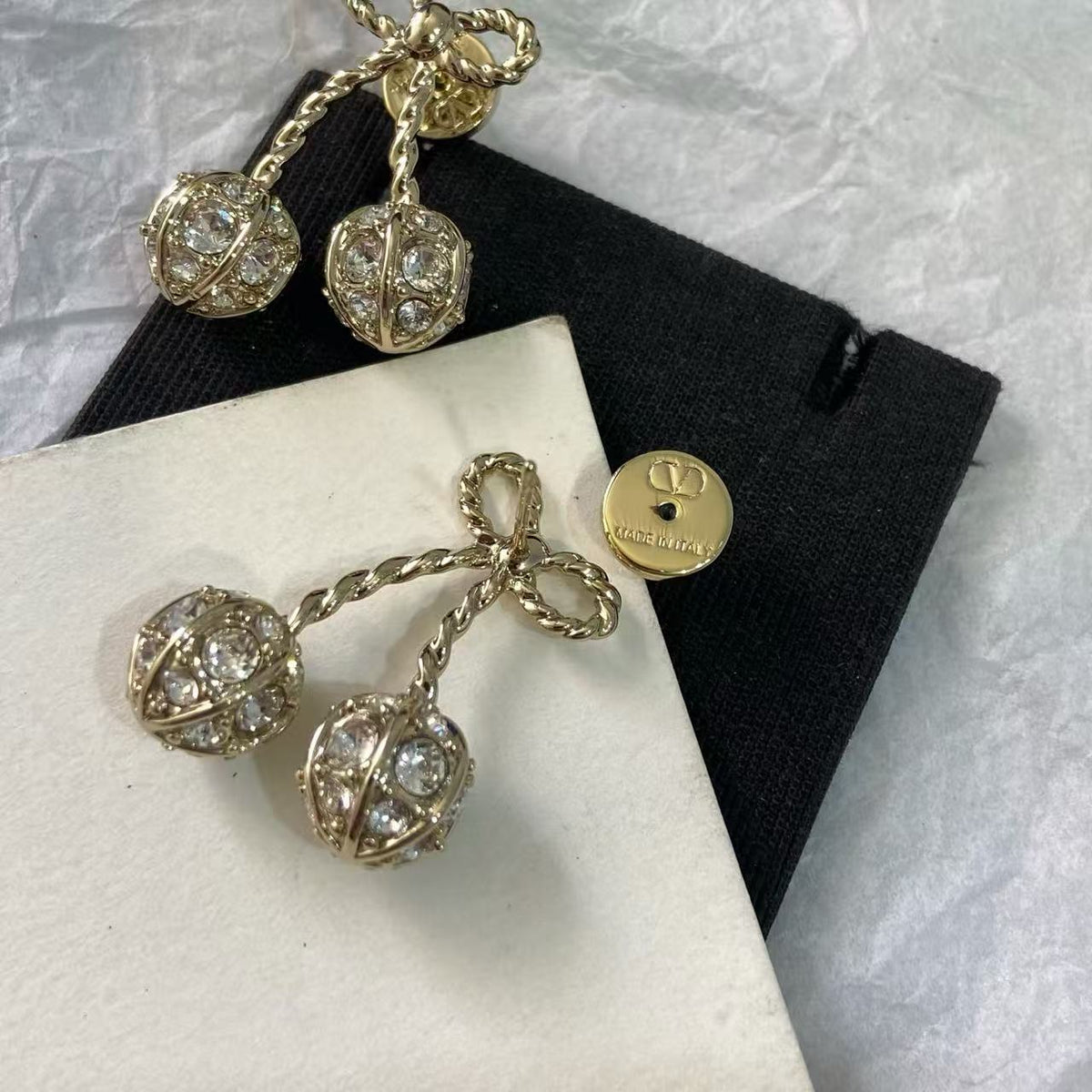 [Veyra Jewelry] Cherry Crystal Pavé Necklace & Stud Earrings& SeracelettB