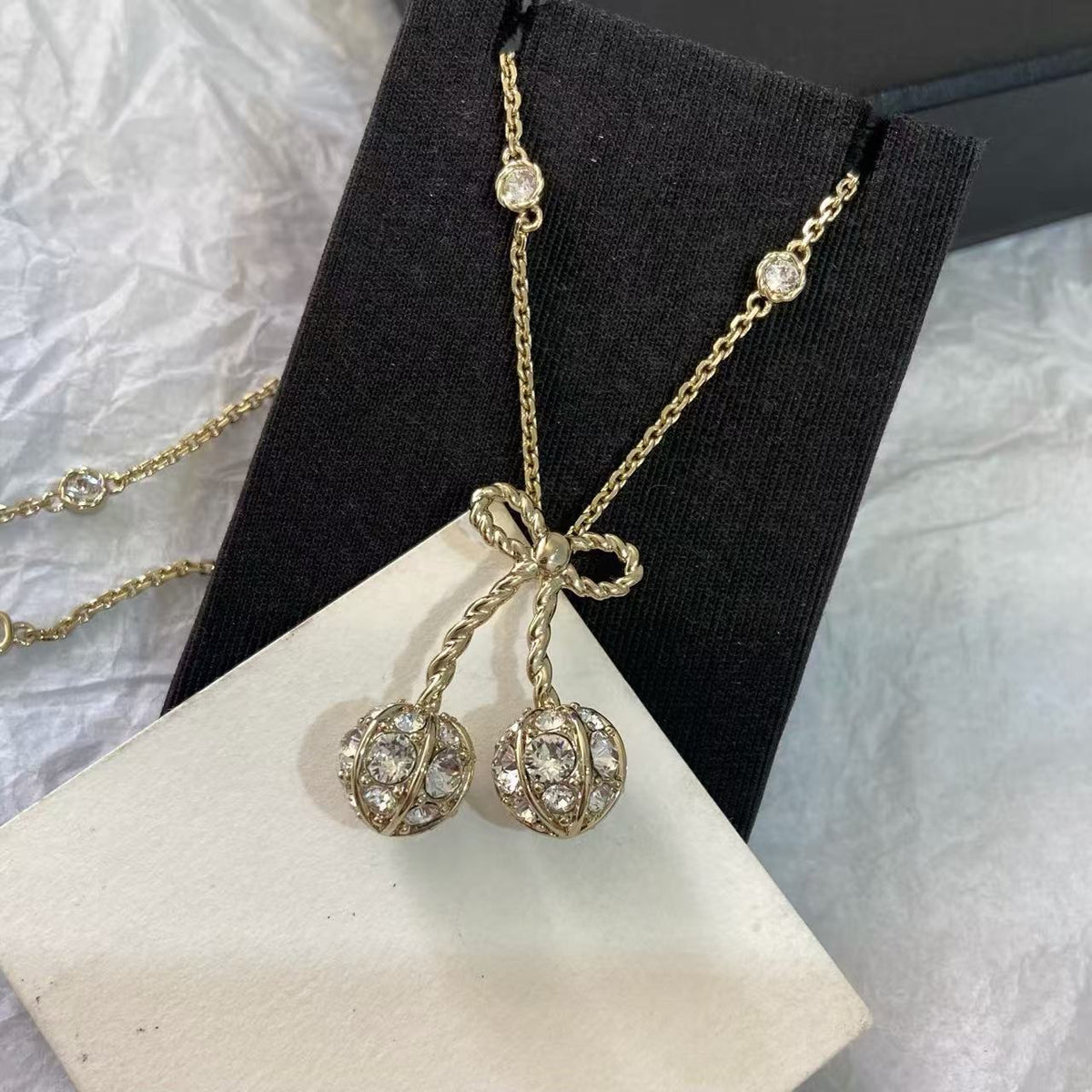 [Veyra Jewelry] Cherry Crystal Pavé Necklace & Stud Earrings& SeracelettB