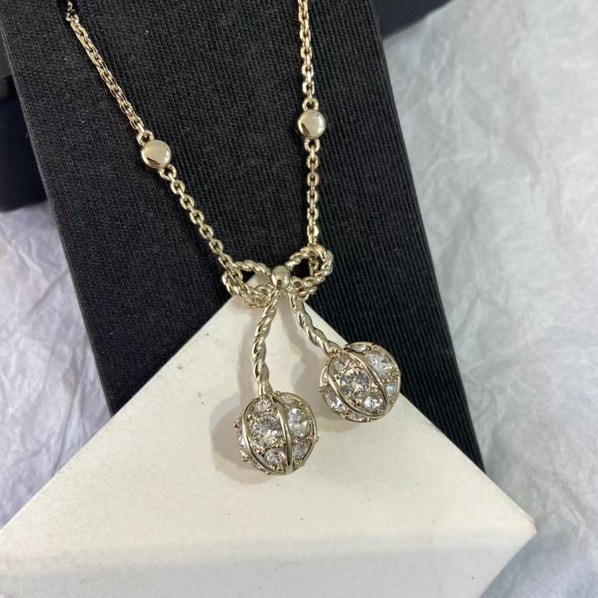 [Veyra Jewelry] Cherry Crystal Pavé Necklace & Stud Earrings& SeracelettB