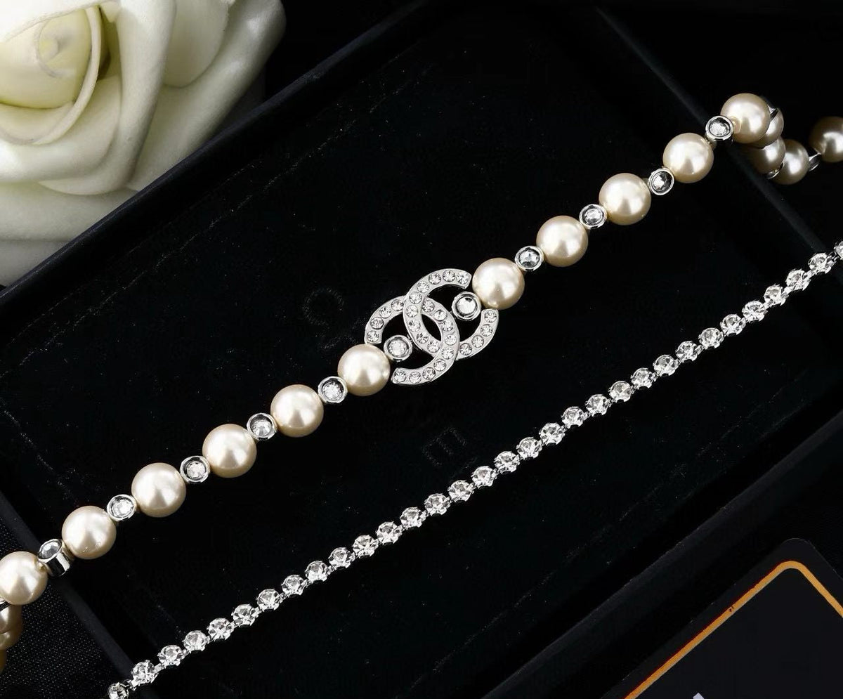 [Veyra Jewelry]Double C Pearl Waist Chain