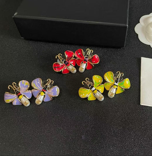 [Veyra Jewelry] Ladybug Enamel & Faux Pearl Clip-On Earrings
