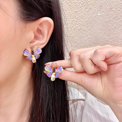 [Veyra Jewelry] Ladybug Enamel & Faux Pearl Clip-On Earrings