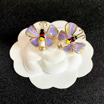 [Veyra Jewelry] Ladybug Enamel & Faux Pearl Clip-On Earrings