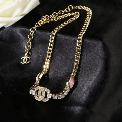 [Veyra Jewelry]Pink Sugar Cube Double CC Crystal Choker