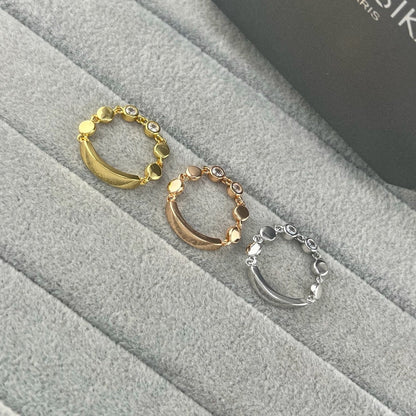 [Veyra Jewelry]Move Link Chain Ring with Two Moving Diamonds