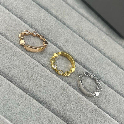 [Veyra Jewelry]Move Link Chain Ring with Two Moving Diamonds