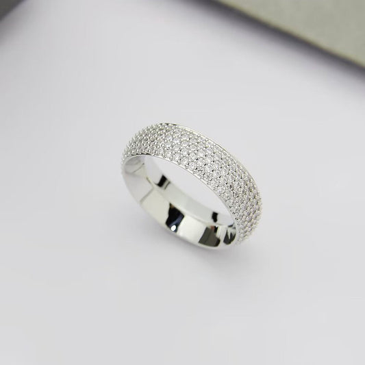 [Veyra Jewelry]Fiery Full Pavé Diamond Wide Band Ring,