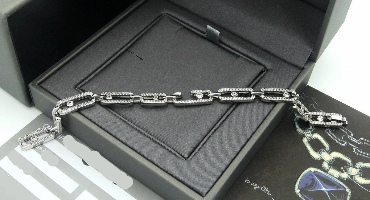 [Veyra Jewelry]Large Full Diamond Unisex Sliding Bracelet with Moissanite