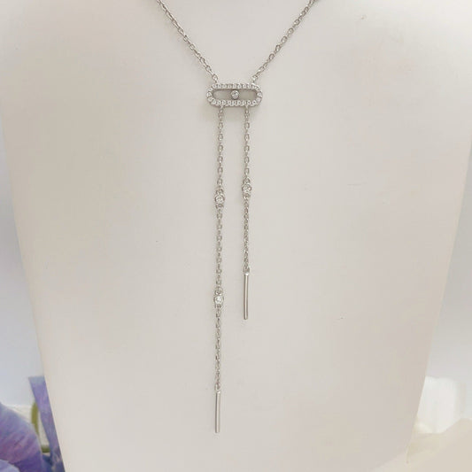 [Veyra Jewelry] Moderniste Pavé Diamond Lariat Tie Necklace