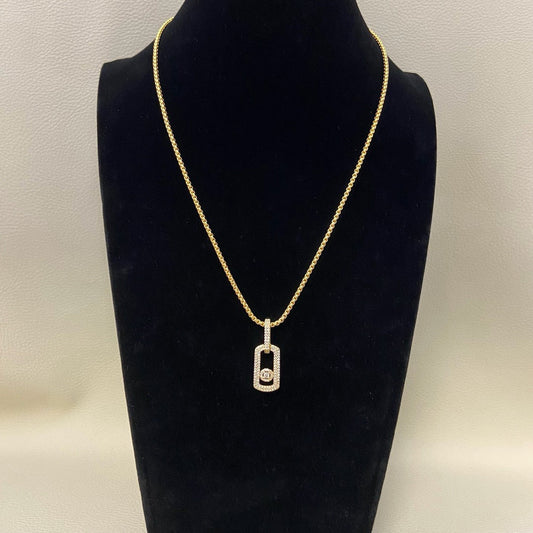 [Veyra Jewelry] So Move Diamond‑Set Paper‑Clip Sliding Necklace