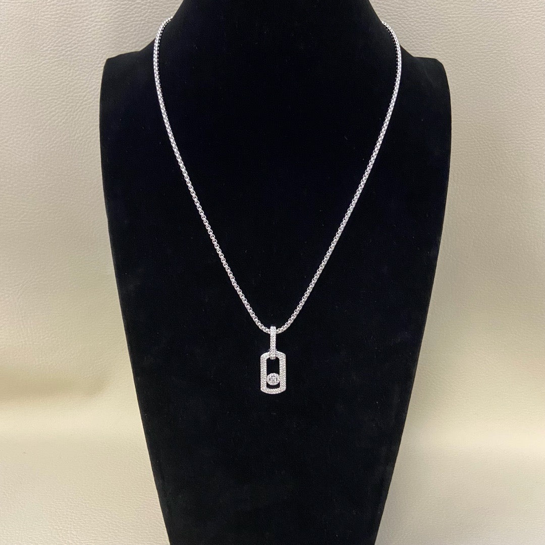 [Veyra Jewelry] So Move Diamond‑Set Paper‑Clip Sliding Necklace