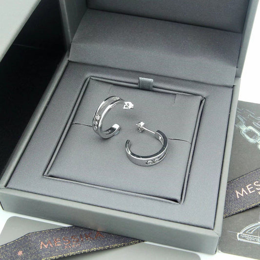 [Veyra Jewelry] Move Double Hoop Earrings, 3 Movable Stones