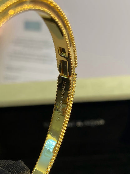 ¡®Veyra Jewelry¡¯Lucky Alhambra Butterfly & Clover Open Bangle, Blue Onyx & White MOP Gold‑Tone