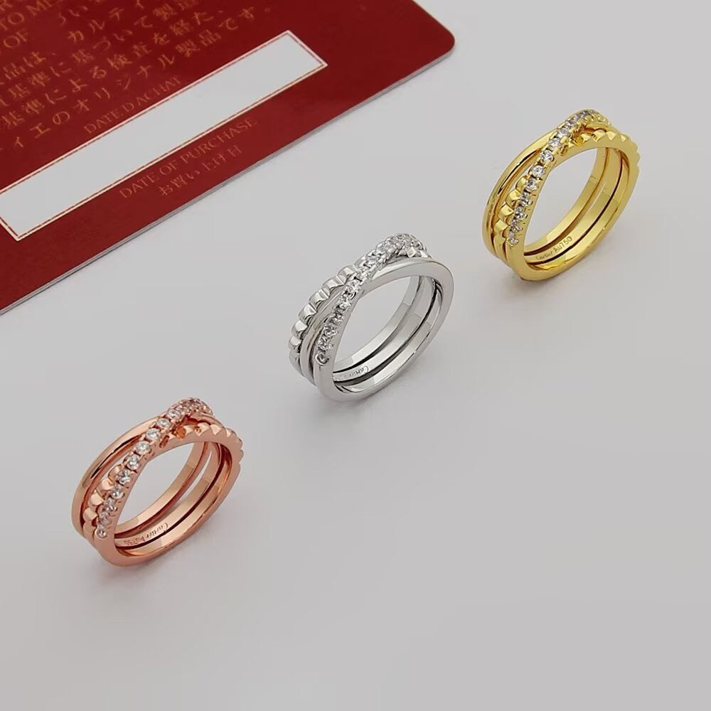 ¡®Veyra Jewelry¡¯Interlocking Three‑Band Half‑Diamond Ring