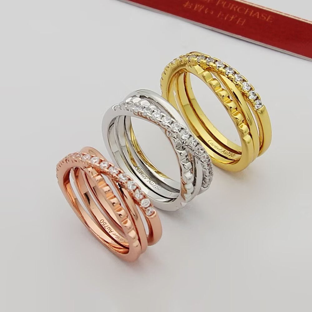 ¡®Veyra Jewelry¡¯Interlocking Three‑Band Half‑Diamond Ring