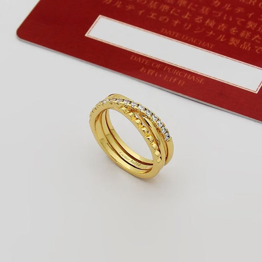 ¡®Veyra Jewelry¡¯Interlocking Three‑Band Half‑Diamond Ring