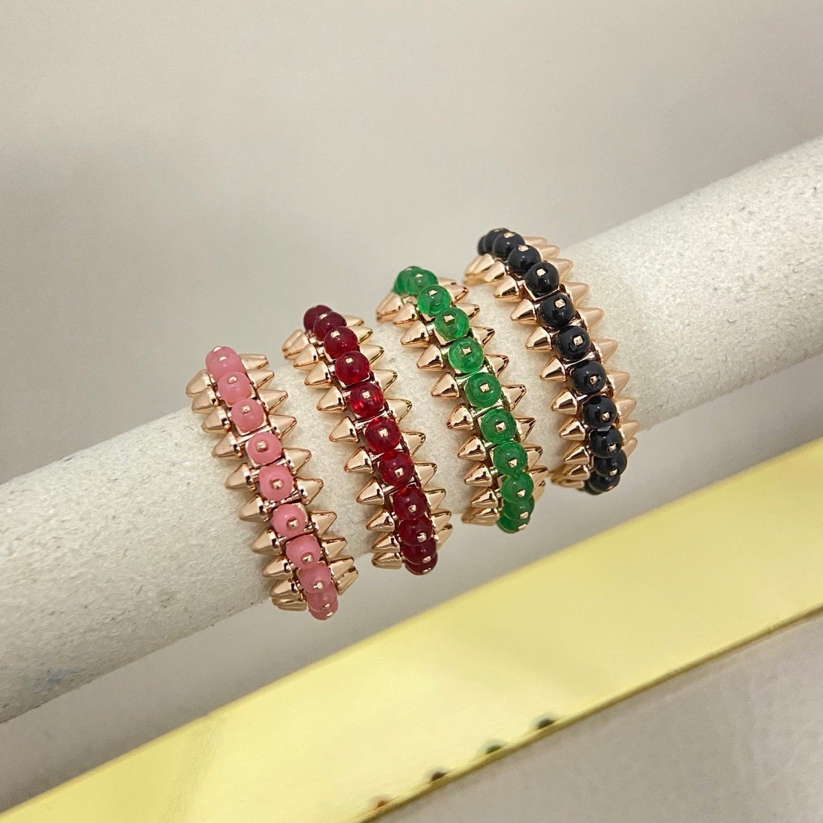 [Veyra Jewelry]CLASH ELEGANT ROSE GOLD RING FEATURING NATURAL AGATE