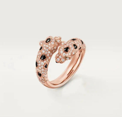 ¡®Veyra Jewelry¡¯Double‑Panther‑Head Full‑Pavé Diamond Open Ring
