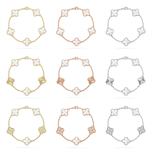 [Veyra Jewelry]New CLOVER WHITE PEARL MOP 5 MOTIF BRACELET COLLECTION