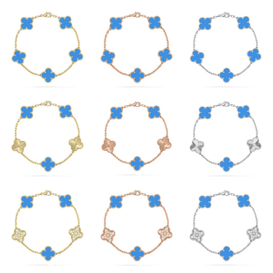 [Veyra Jewelry]New CLOVER 5 MOTIF BLUE AGATE BRACELET COLLECTION