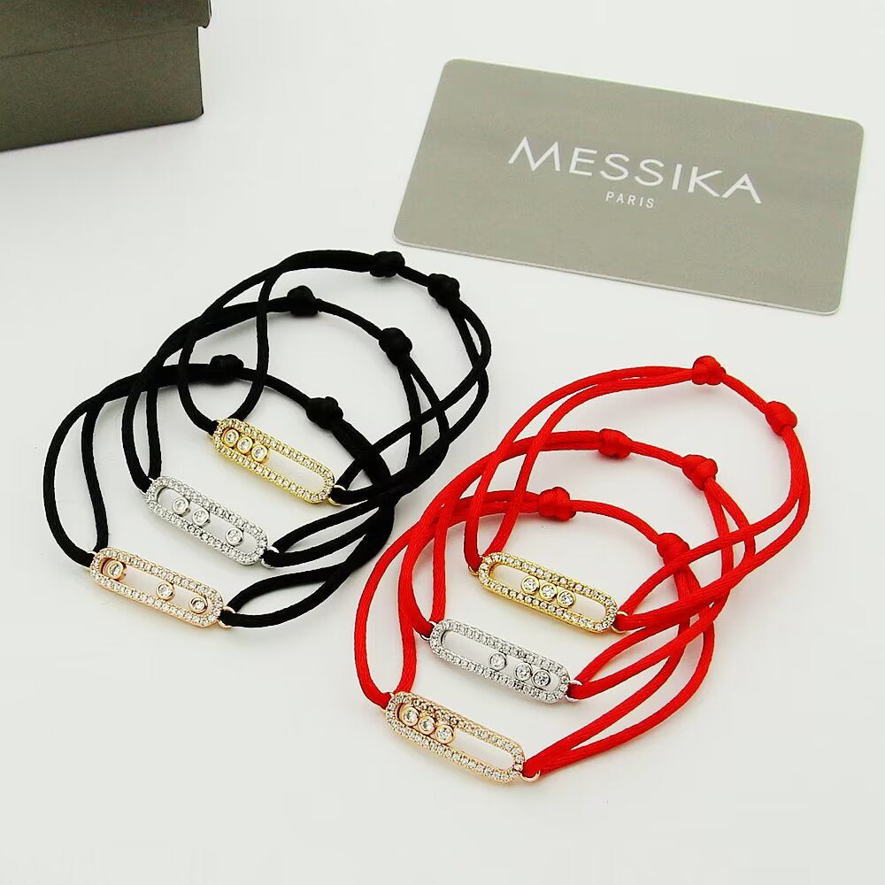[Veyra Jewelry]Care(Medium-3.5mm) pink cord pavé bracelet
