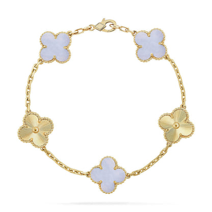 [Veyra Jewelry]New  CLOVER 5 MOTIF PURPLE CHALCEDONY BRACELET COLLECTION