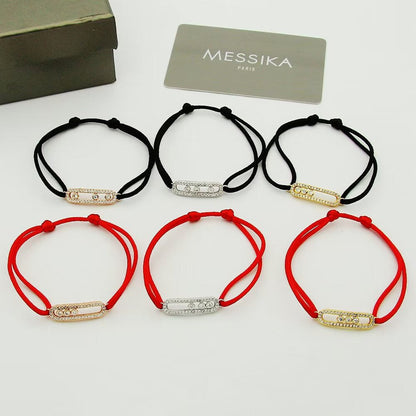 [Veyra Jewelry]Care(Medium-3.5mm) pink cord pavé bracelet