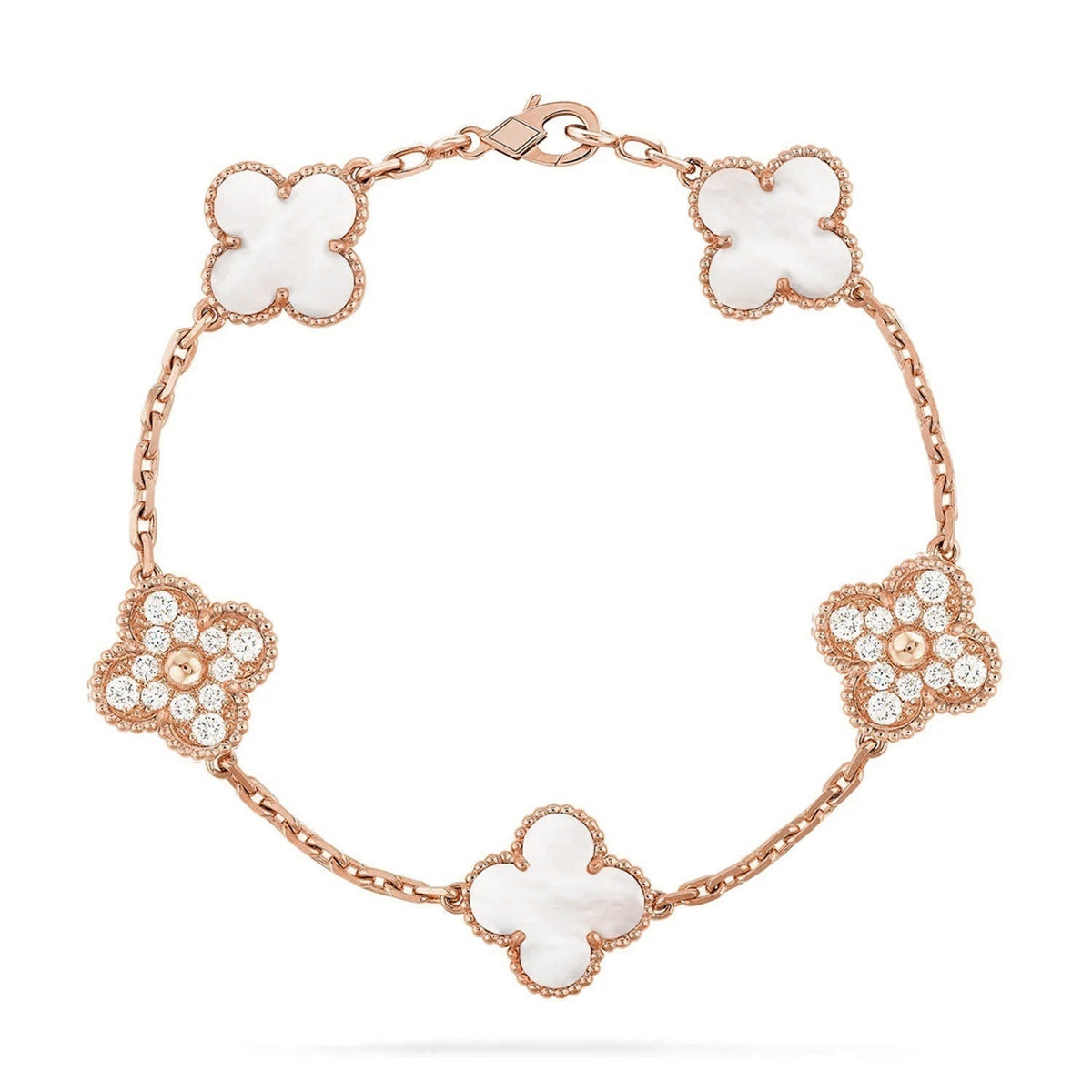 [Veyra Jewelry]New CLOVER WHITE PEARL MOP 5 MOTIF BRACELET COLLECTION