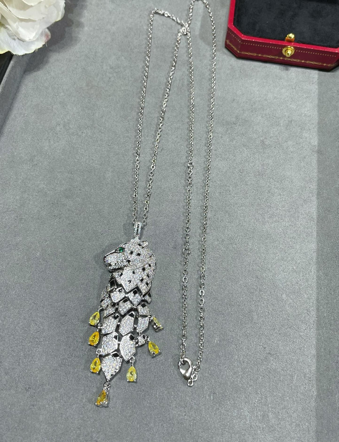 ¡®Veyra Jewelry¡ High Jewelry Pave Panther Tassel Necklace