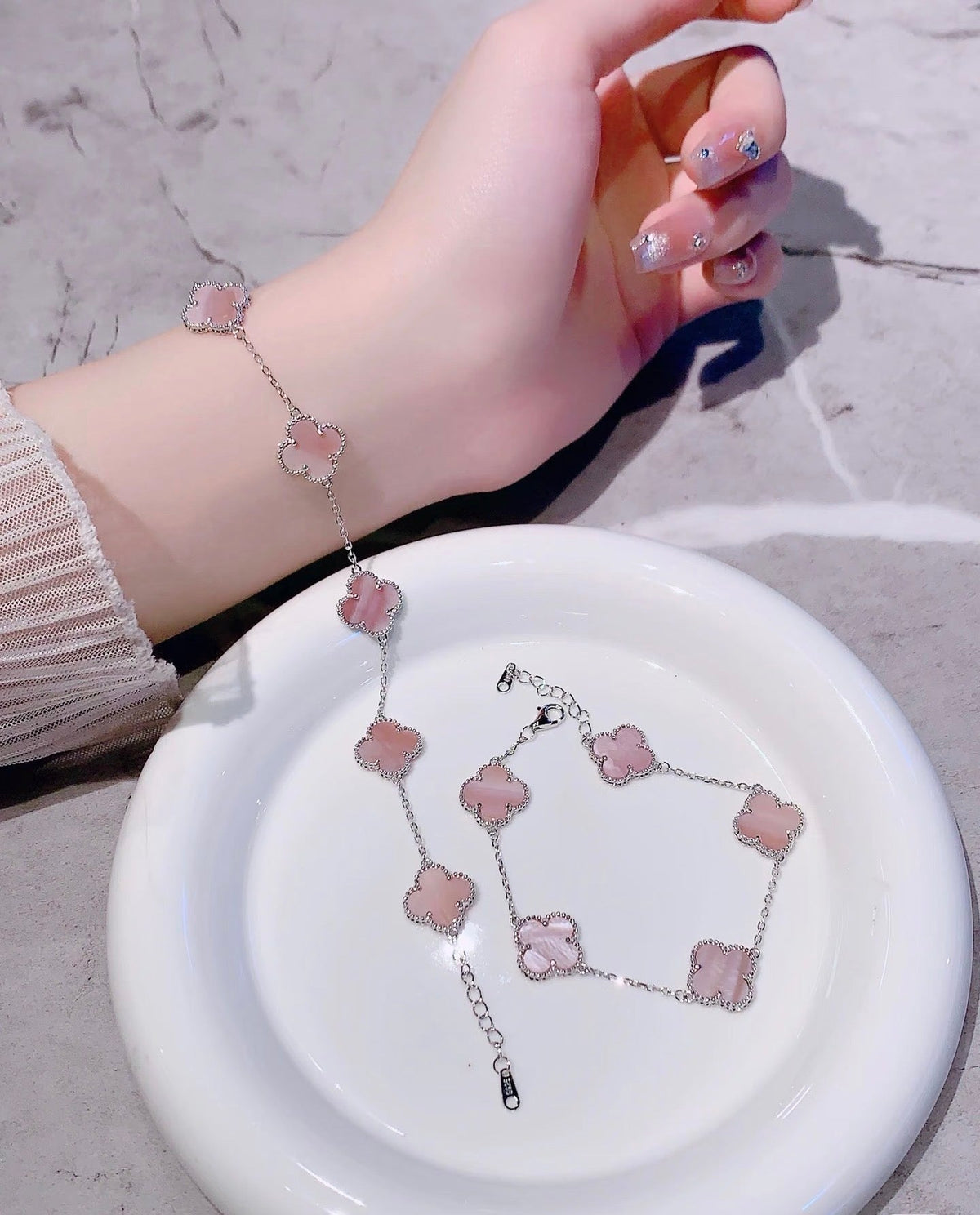 [Veyra JewelryLight Pink Braided Bracelet
