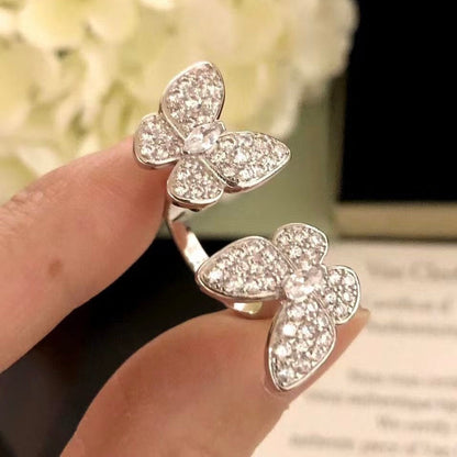 ¡®Veyra Jewelry¡¯TWIN SILVER BUTTERFLY DIAMOND RING