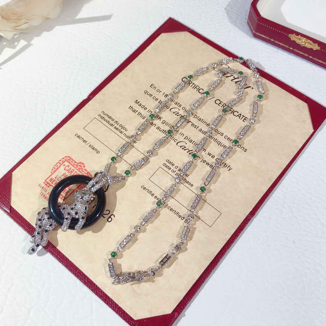 ¡®Veyra Jewelry¡¯Pave Panther Circle Pendant Necklace
