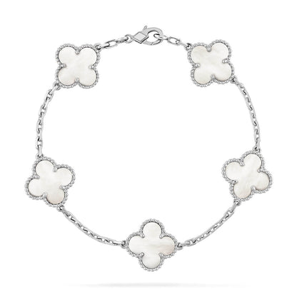[Veyra Jewelry]New CLOVER WHITE PEARL MOP 5 MOTIF BRACELET COLLECTION