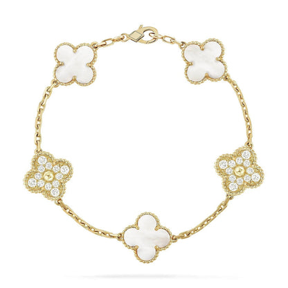 [Veyra Jewelry]New CLOVER WHITE PEARL MOP 5 MOTIF BRACELET COLLECTION