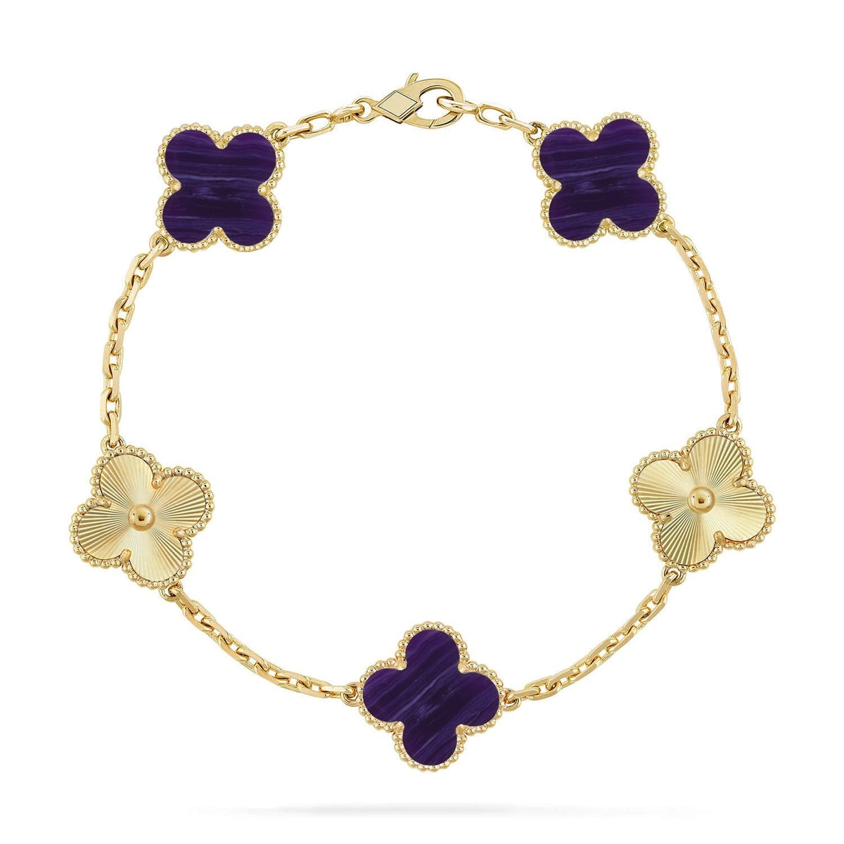 [Veyra Jewelry]New CLOVER 5 MOTIF PURPLE STRIPES BRACELET COLLECTION