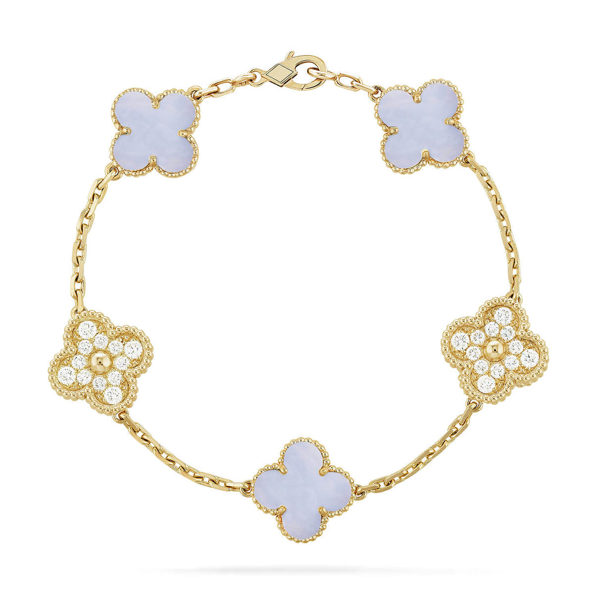 [Veyra Jewelry]New  CLOVER 5 MOTIF PURPLE CHALCEDONY BRACELET COLLECTION