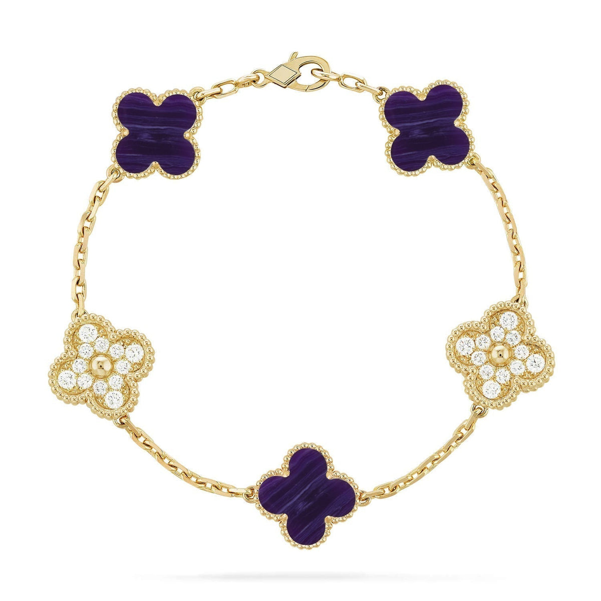 [Veyra Jewelry]New CLOVER 5 MOTIF PURPLE STRIPES BRACELET COLLECTION