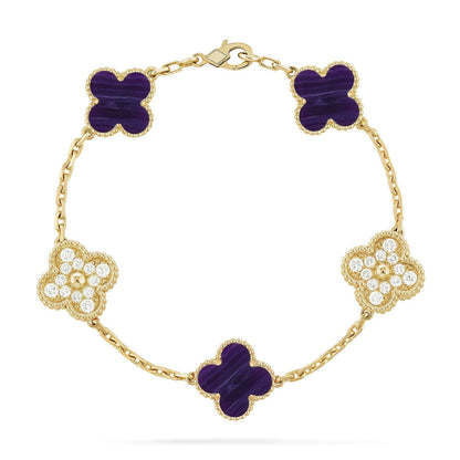 [Veyra Jewelry]New CLOVER 5 MOTIF PURPLE STRIPES BRACELET COLLECTION