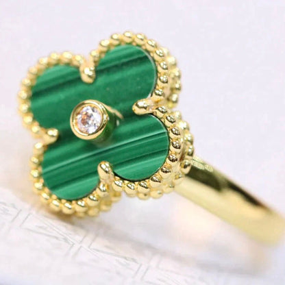 ¡®Veyra Jewelry¡¯CLOVER MALACHITE RING GOLD DIAMOND