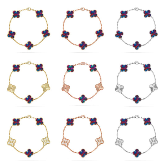 [Veyra Jewelry]New CLOVER 5 MOTIF COLOR GEMSTONES BRACELET COLLECTION