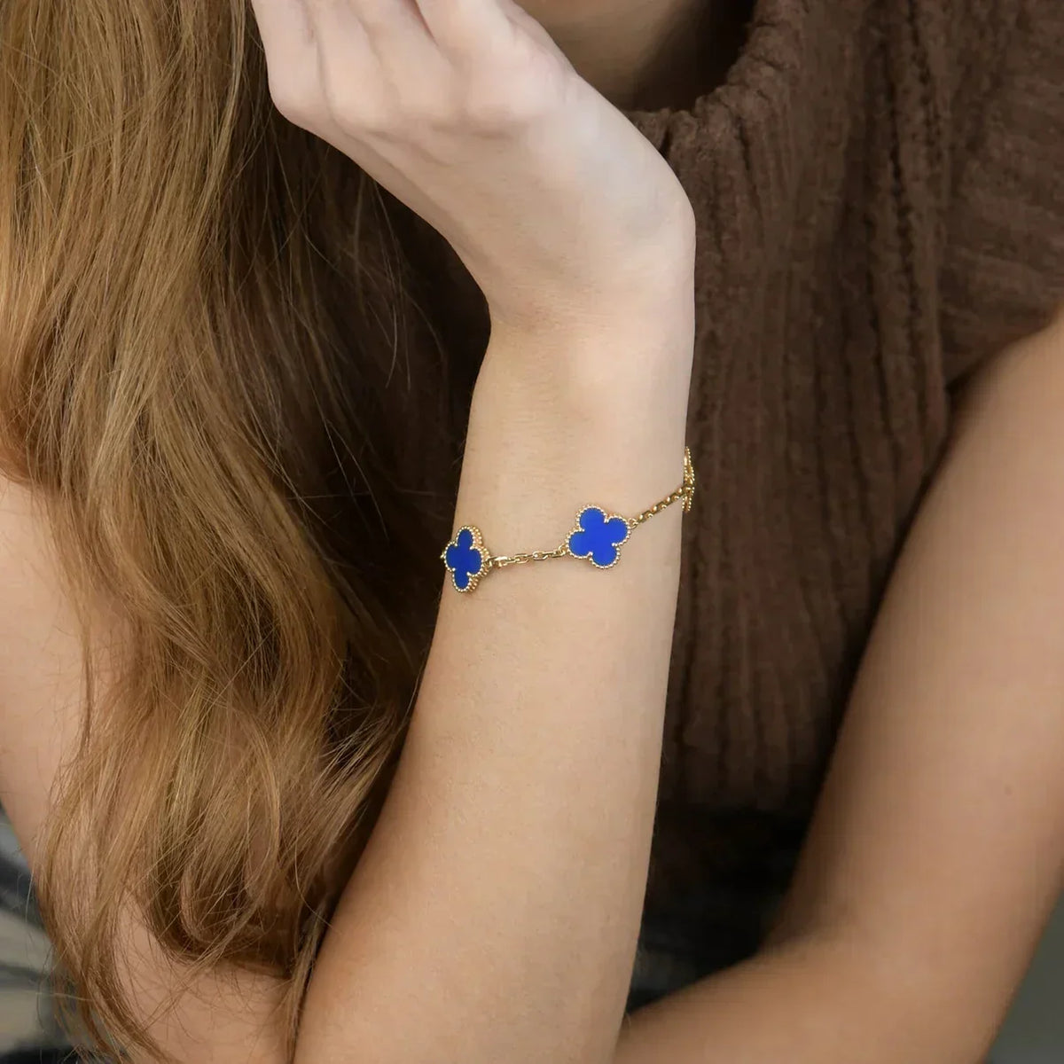 [Veyra Jewelry]New CLOVER 5 MOTIF BLUE AGATE BRACELET COLLECTION