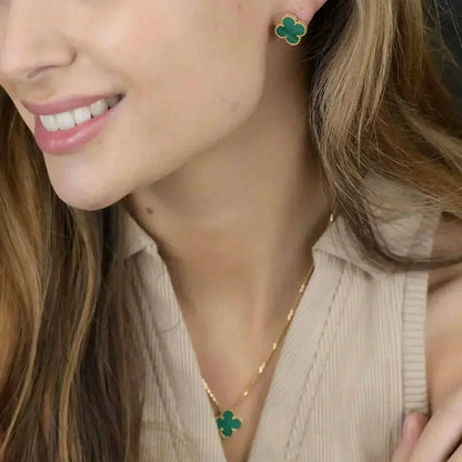 ¡®Veyra Jewelry¡¯CLOVER MINI 9.5MM MALACHITE  EARRINGS
